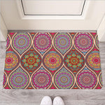 Oval Bohemian Mandala Patchwork Print Rubber Doormat