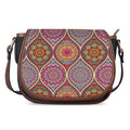 Oval Bohemian Mandala Patchwork Print Saddle Bag
