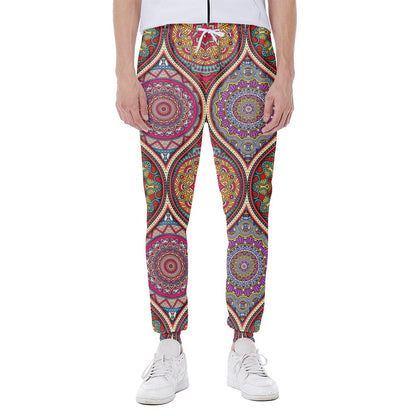 Oval Bohemian Mandala Patchwork Print Scuba Joggers