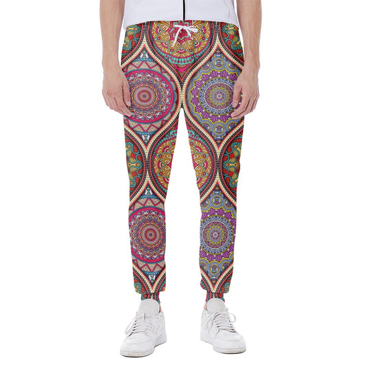 Oval Bohemian Mandala Patchwork Print Scuba Joggers