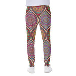 Oval Bohemian Mandala Patchwork Print Scuba Joggers