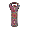 Oval Bohemian Mandala Patchwork Print Single Neoprene Wine Tote