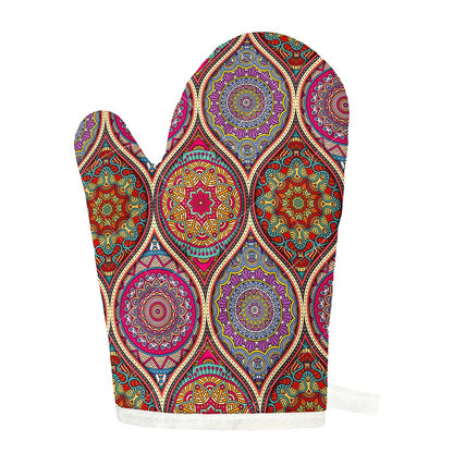 Oval Bohemian Mandala Patchwork Print Single Oven Mitt
