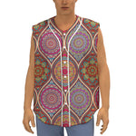 Oval Bohemian Mandala Patchwork Print Sleeveless Baseball Jersey