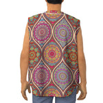 Oval Bohemian Mandala Patchwork Print Sleeveless Baseball Jersey
