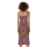Oval Bohemian Mandala Patchwork Print Slim Fit Midi Cami Dress