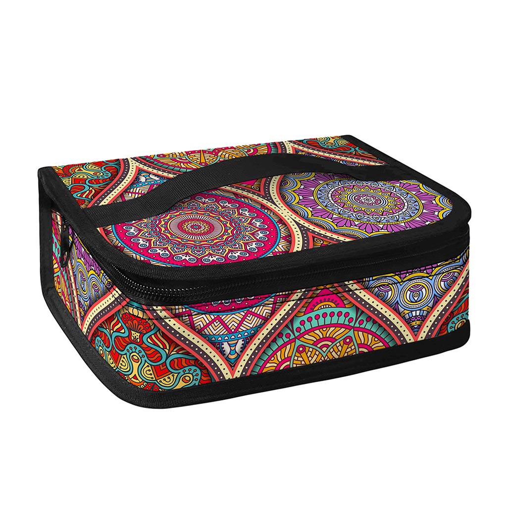 Oval Bohemian Mandala Patchwork Print Small Lunch Bag