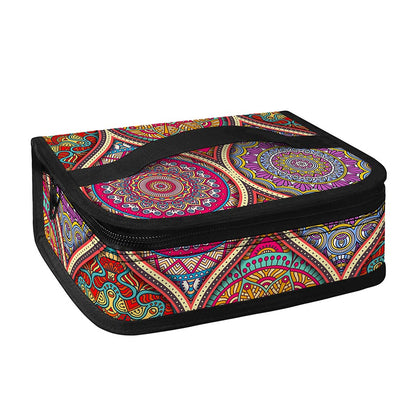 Oval Bohemian Mandala Patchwork Print Small Lunch Bag