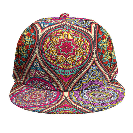 Oval Bohemian Mandala Patchwork Print Snapback Cap
