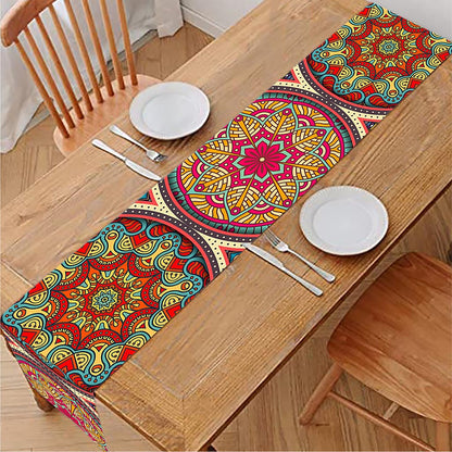 Oval Bohemian Mandala Patchwork Print Table Runner