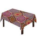 Oval Bohemian Mandala Patchwork Print Tablecloth
