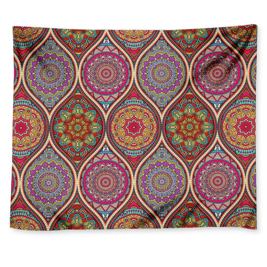 Oval Bohemian Mandala Patchwork Print Tapestry