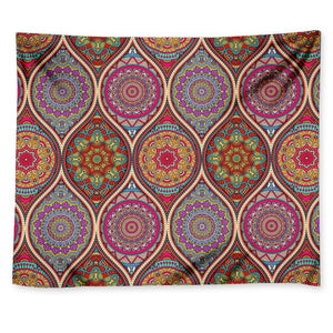 Oval Bohemian Mandala Patchwork Print Tapestry