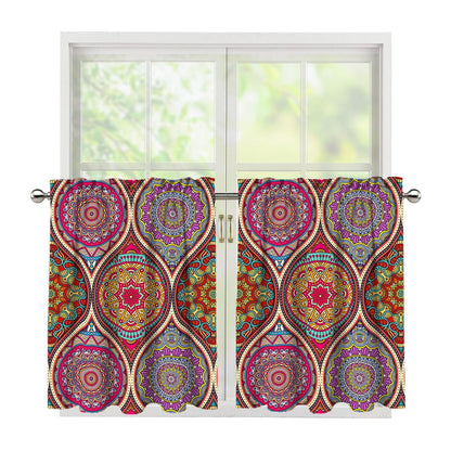 Oval Bohemian Mandala Patchwork Print Tier Curtains
