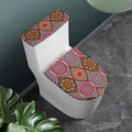 Oval Bohemian Mandala Patchwork Print Toilet Lid And Tank Cover Set