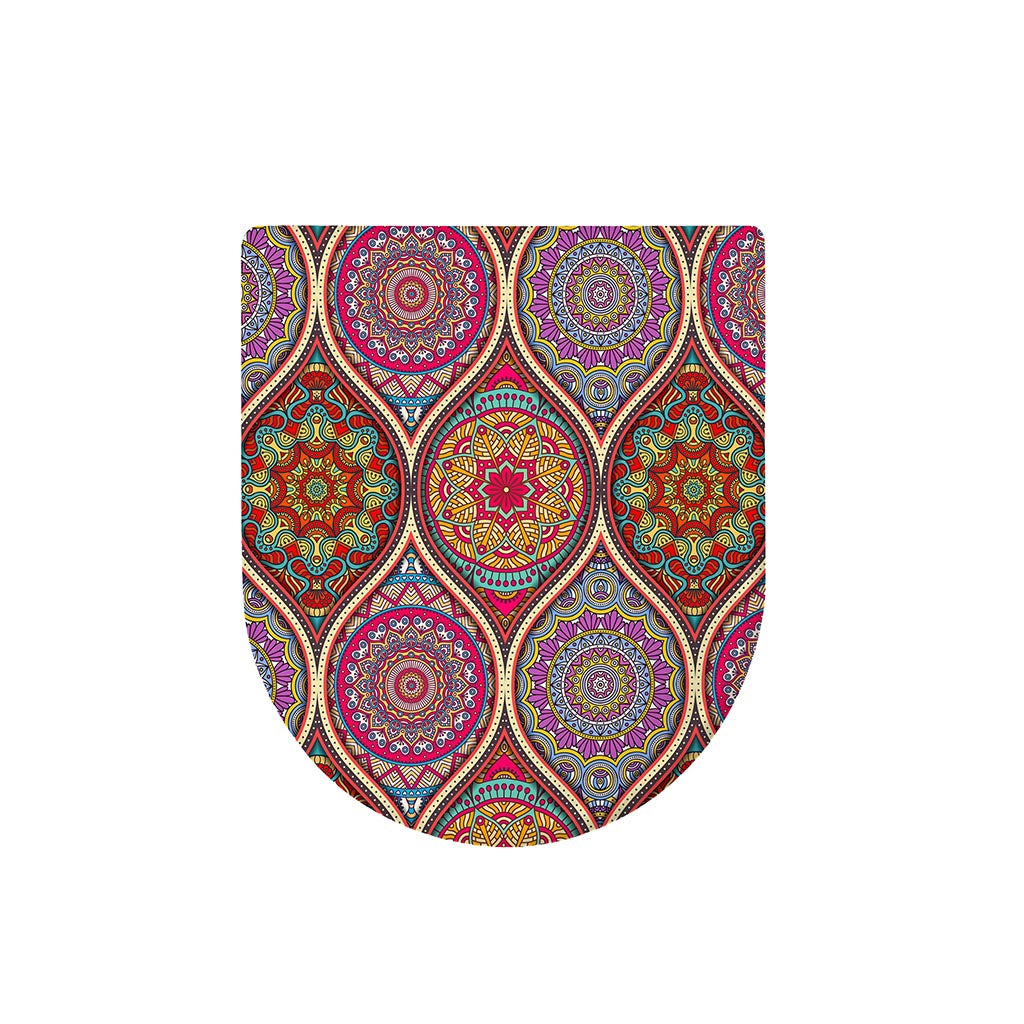 Oval Bohemian Mandala Patchwork Print Toilet Lid Cover