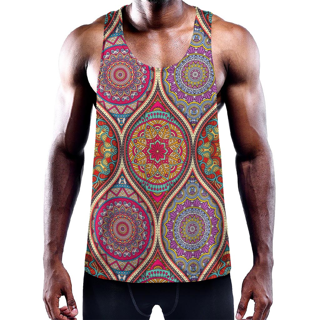 Oval Bohemian Mandala Patchwork Print Training Tank Top