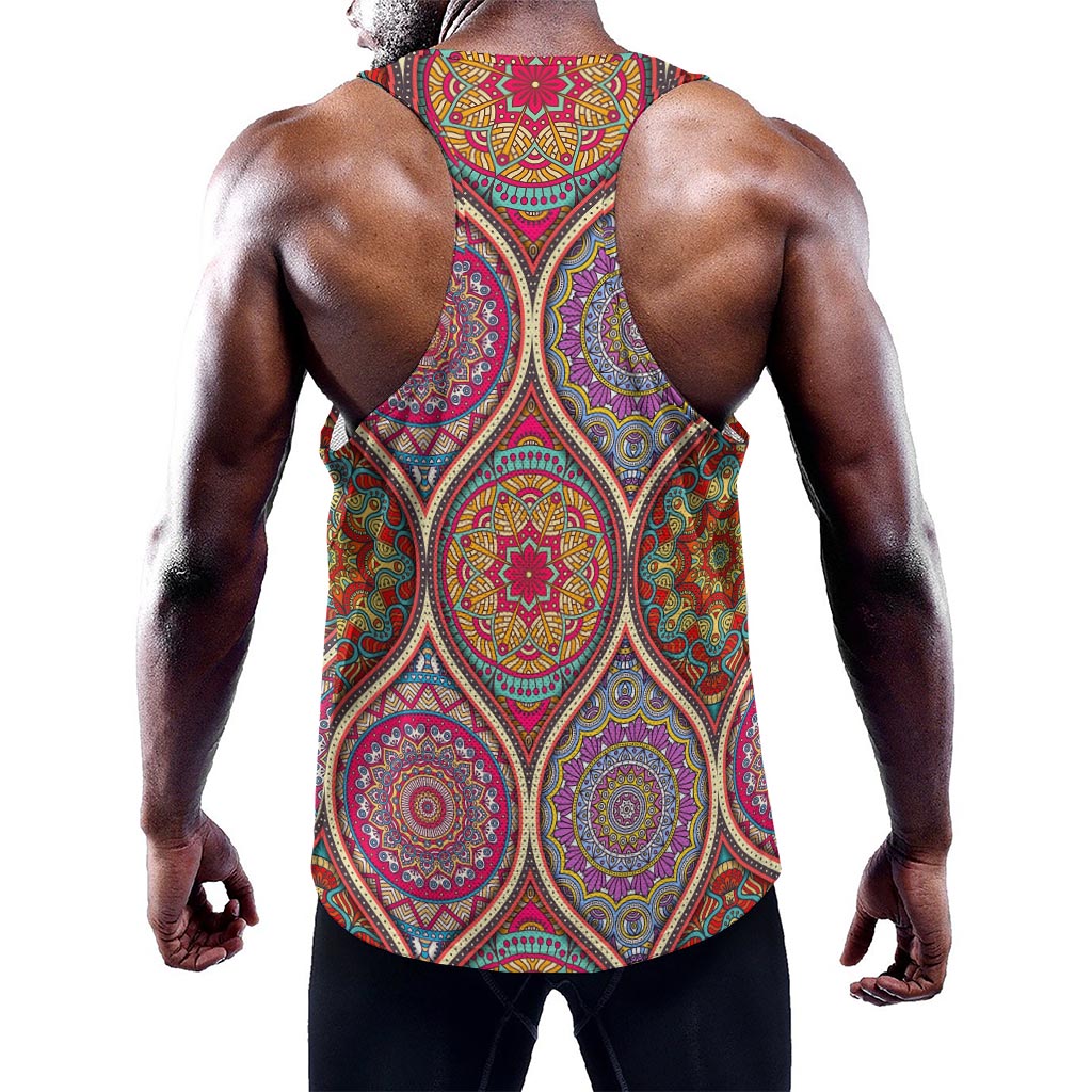 Oval Bohemian Mandala Patchwork Print Training Tank Top