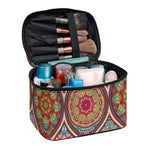 Oval Bohemian Mandala Patchwork Print Travel Makeup Bag