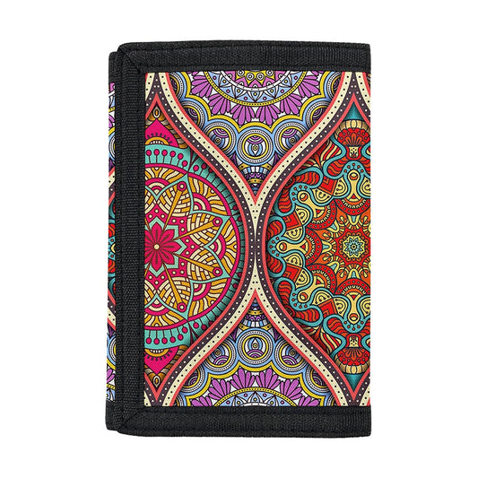 Oval Bohemian Mandala Patchwork Print Trifold Wallet