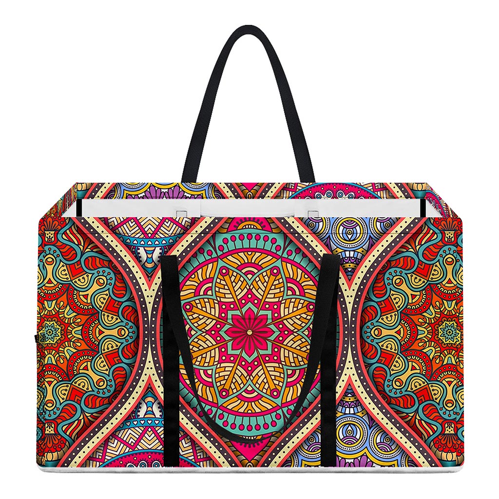 Oval Bohemian Mandala Patchwork Print Utility Tote Bag