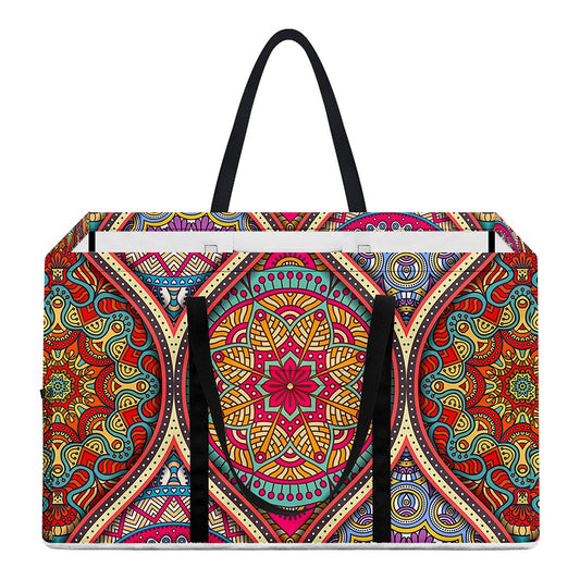 Oval Bohemian Mandala Patchwork Print Utility Tote Bag