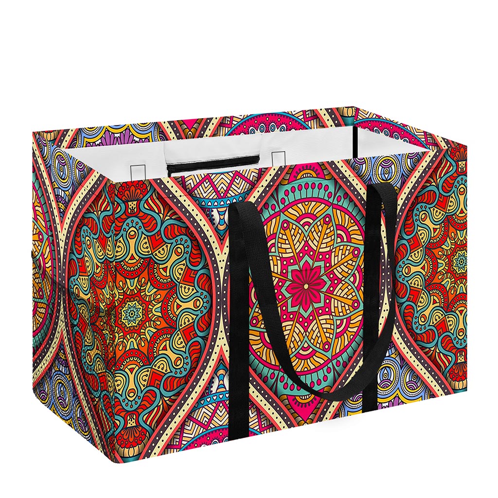 Oval Bohemian Mandala Patchwork Print Utility Tote Bag