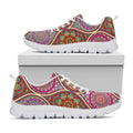 Oval Bohemian Mandala Patchwork Print White Running Shoes