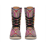 Oval Bohemian Mandala Patchwork Print Winter Boots