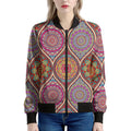 Oval Bohemian Mandala Patchwork Print Women's Bomber Jacket