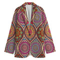Oval Bohemian Mandala Patchwork Print Women's Cotton Blazer