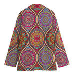 Oval Bohemian Mandala Patchwork Print Women's Cotton Blazer