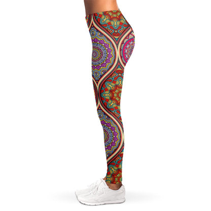 Oval Bohemian Mandala Patchwork Print Women's Leggings