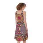 Oval Bohemian Mandala Patchwork Print Women's Sleeveless Dress