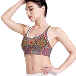 Oval Bohemian Mandala Patchwork Print Women's Sports Bra