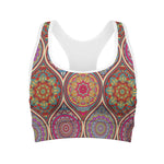 Oval Bohemian Mandala Patchwork Print Women's Sports Bra
