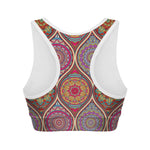Oval Bohemian Mandala Patchwork Print Women's Sports Bra