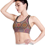 Oval Bohemian Mandala Patchwork Print Women's Sports Bra