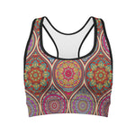 Oval Bohemian Mandala Patchwork Print Women's Sports Bra