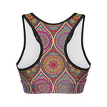 Oval Bohemian Mandala Patchwork Print Women's Sports Bra