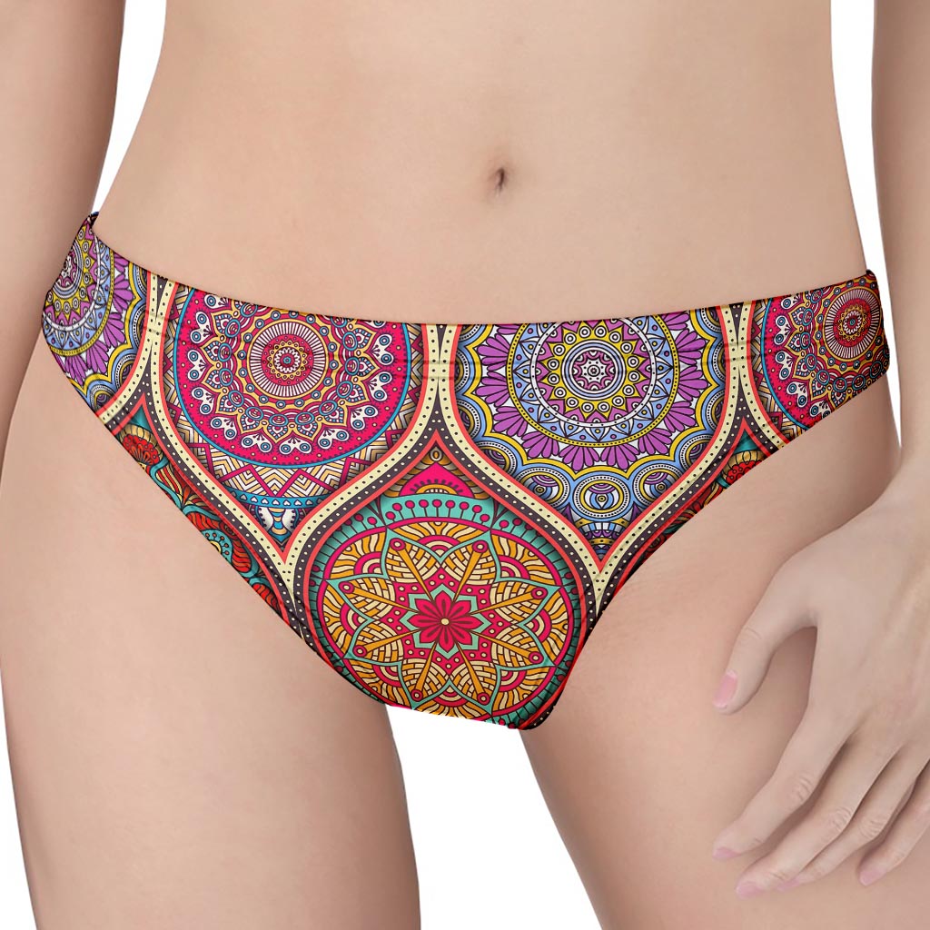 Oval Bohemian Mandala Patchwork Print Women's Thong