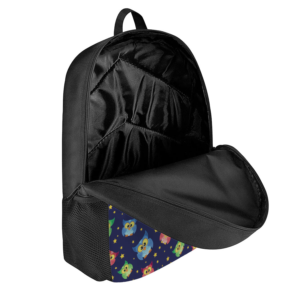 Owl And Star Pattern Print 17 Inch Backpack