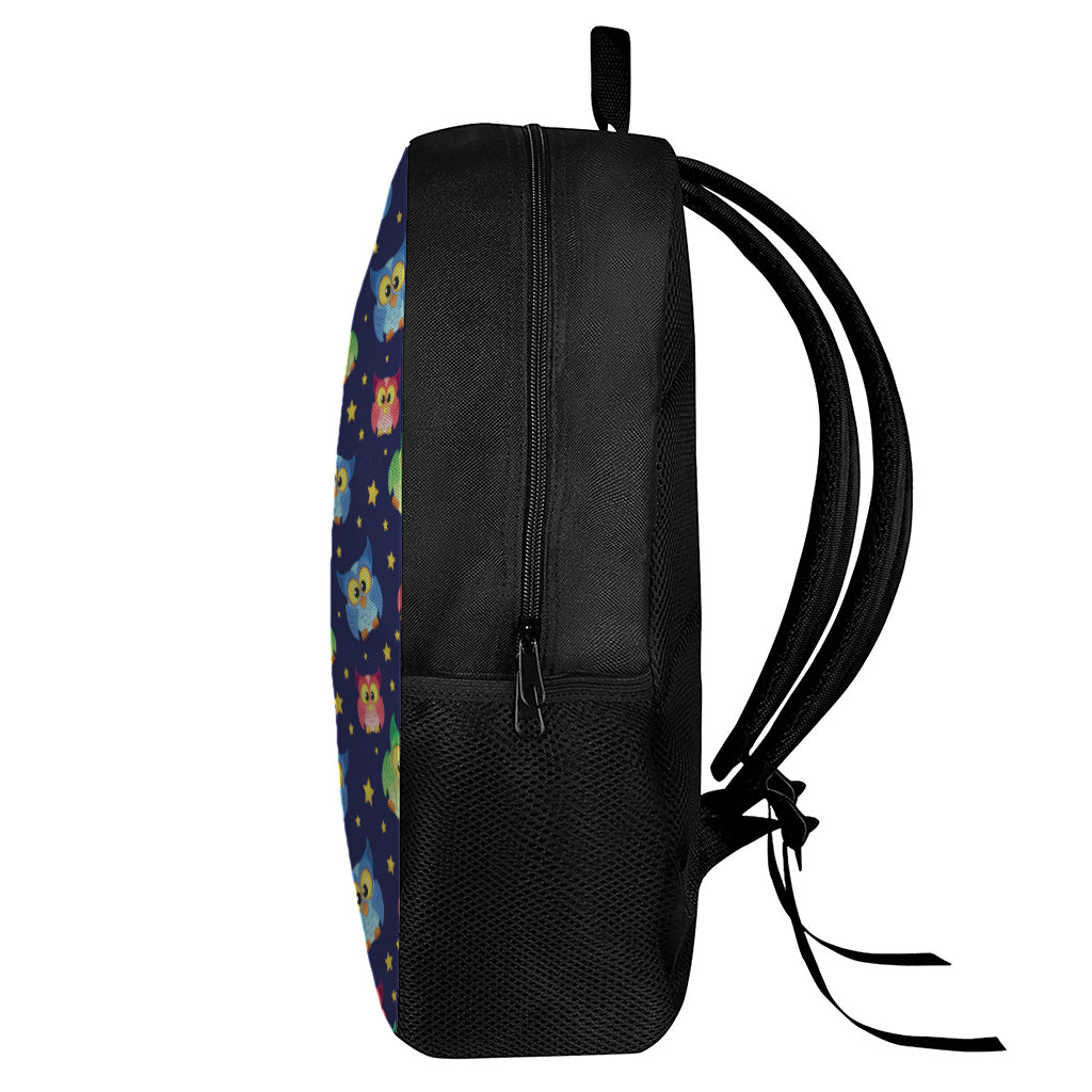 Owl And Star Pattern Print 17 Inch Backpack