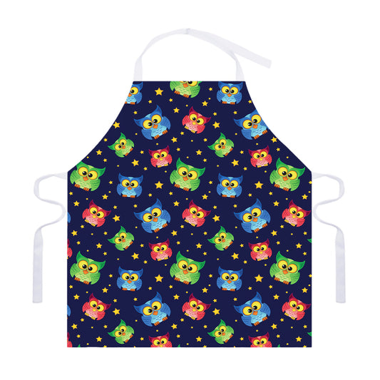 Owl And Star Pattern Print Adjustable Apron