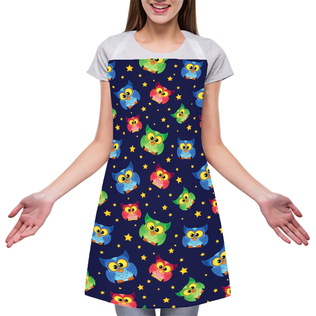 Owl And Star Pattern Print Adjustable Apron