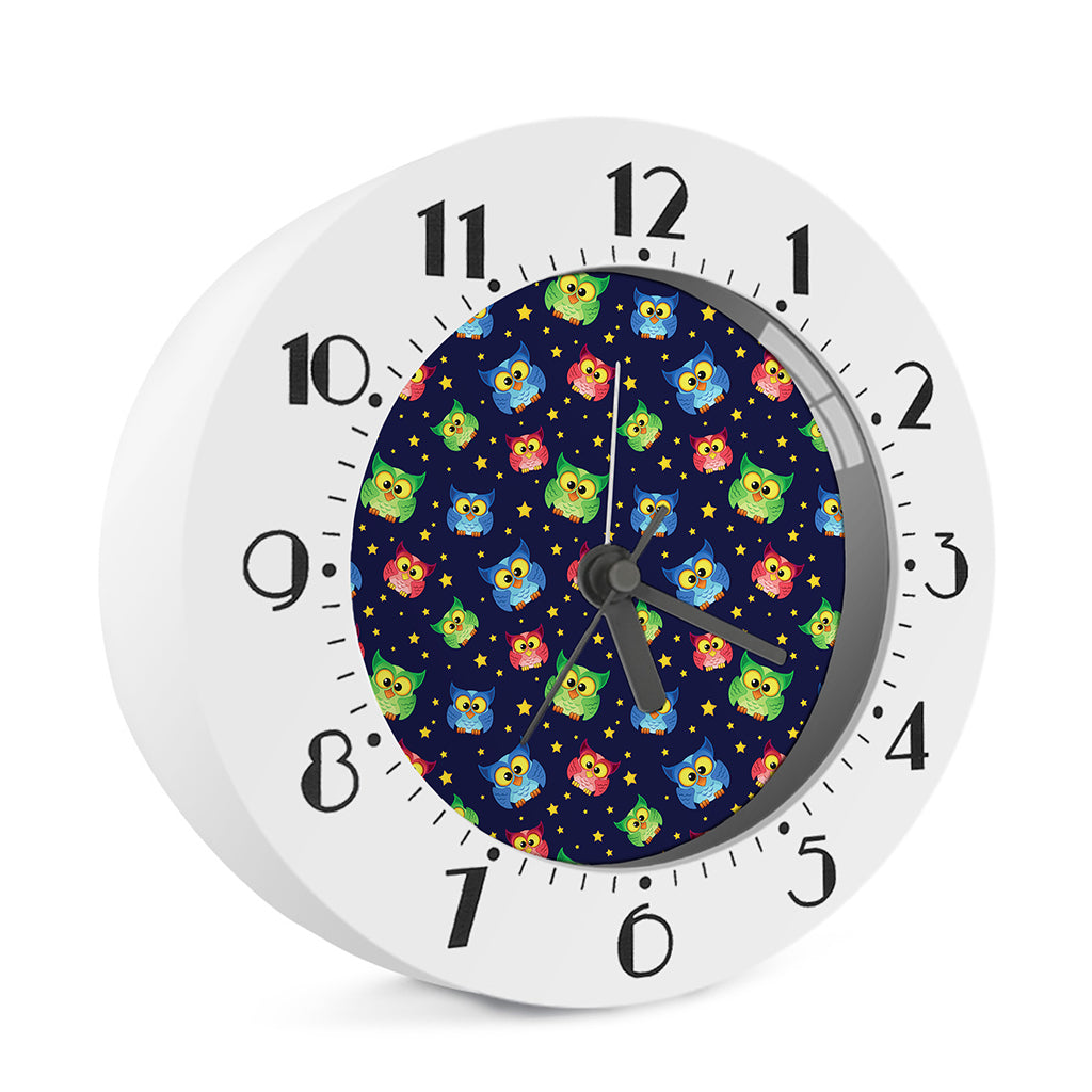 Owl And Star Pattern Print Alarm Clock