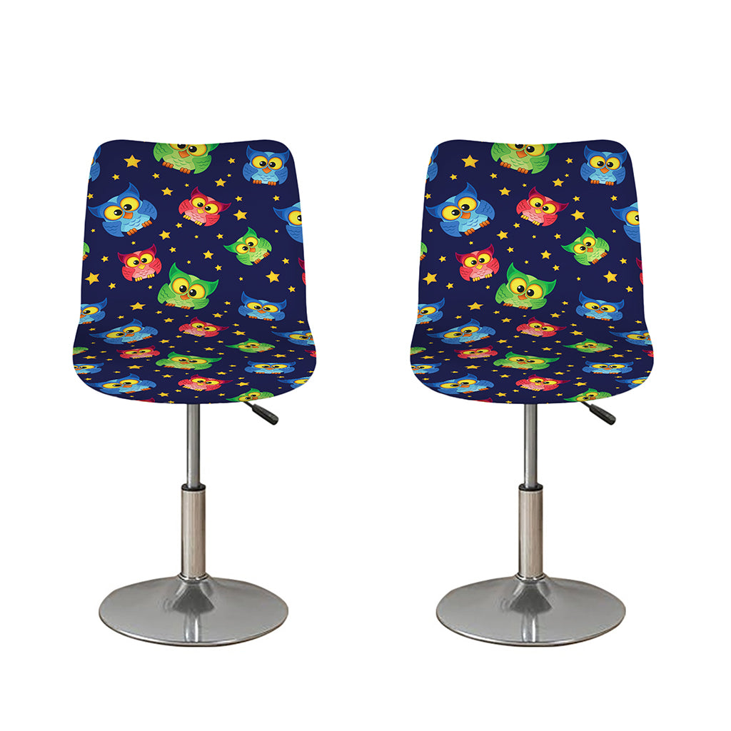 Owl And Star Pattern Print Bar Stool Covers