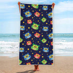 Owl And Star Pattern Print Beach Towel