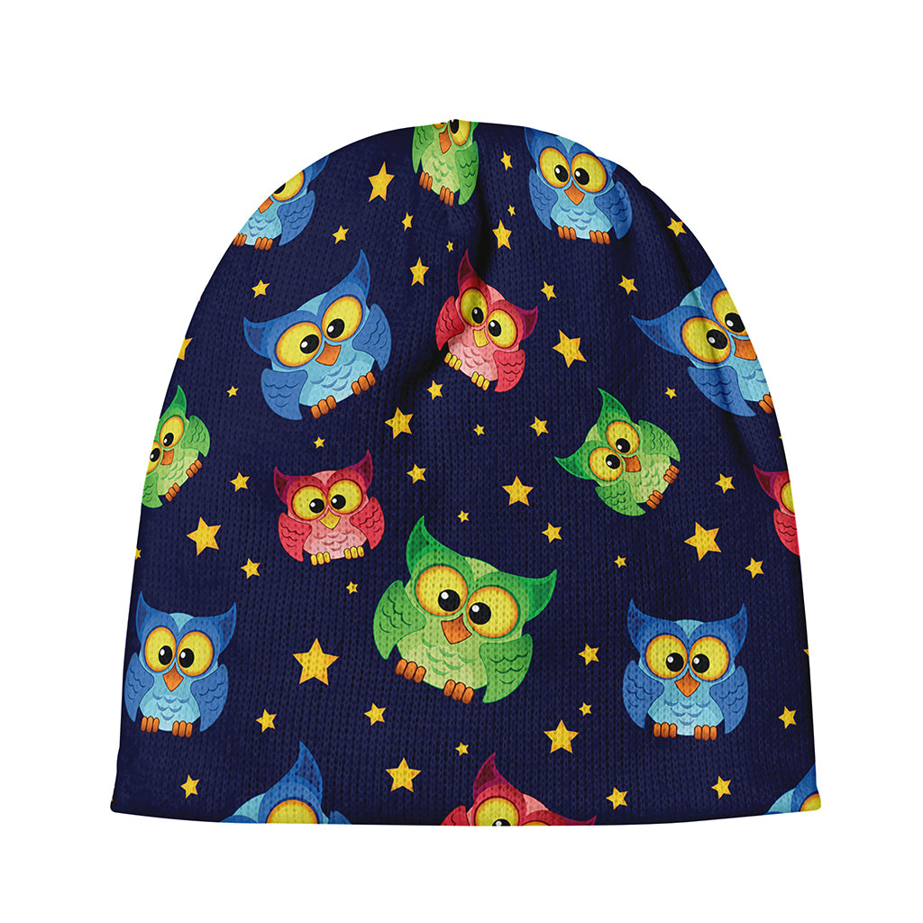 Owl And Star Pattern Print Beanie
