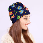 Owl And Star Pattern Print Beanie